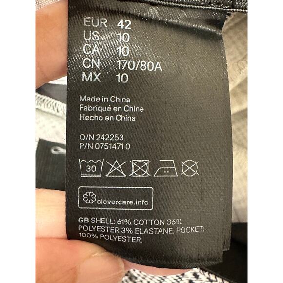 H&M black white houndstooth print straight legs pants size 10 - Picture 4 of 9